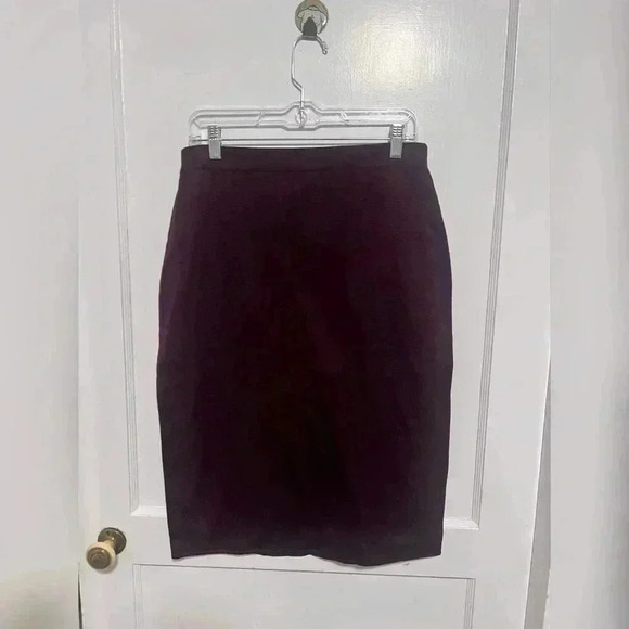 Peruvian Connection 100% Pima Cotton Plum Pull-On Pencil Skirt in Merlot NEW M - Picture 3 of 3